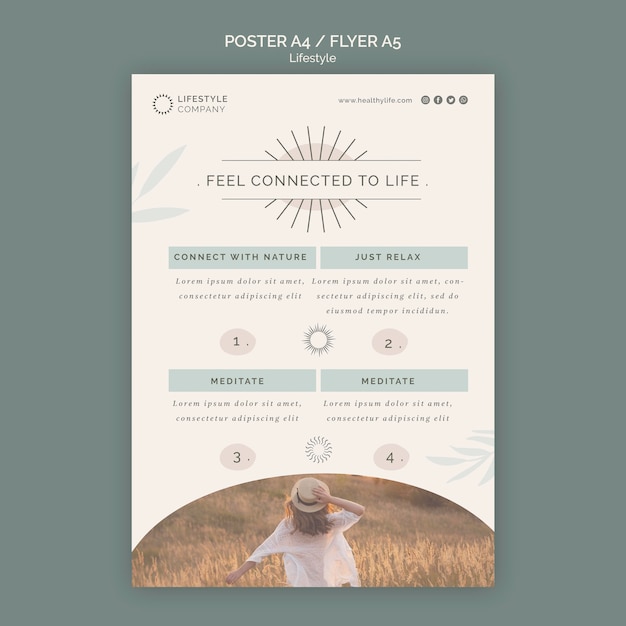 Free PSD vertical poster template for healthy lifestyle company