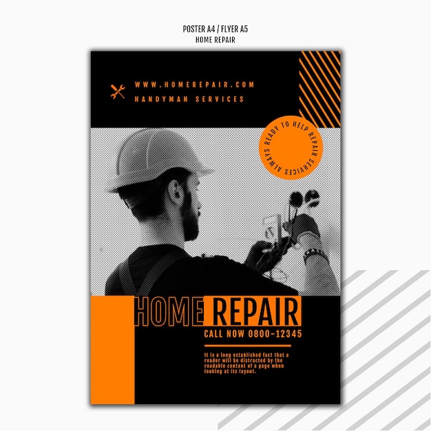 Vertical poster template for house repair company