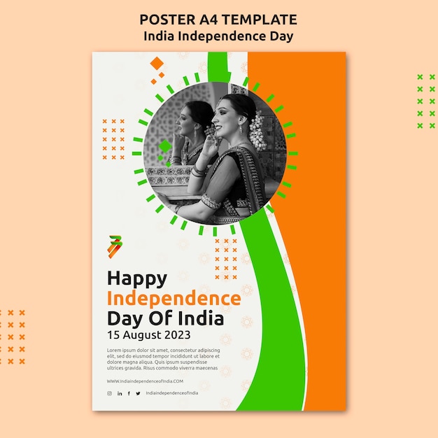 PSD gratuito modello di poster verticale per la celebrazione del giorno dell'indipendenza dell'india