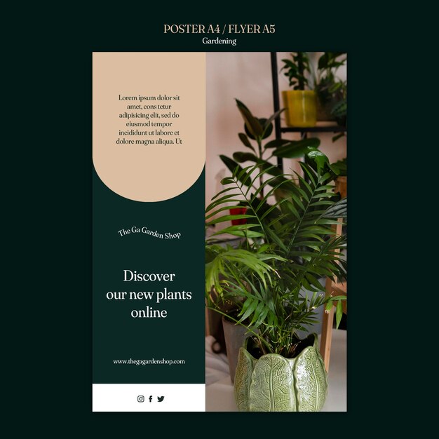 Vertical poster template for indoor plant growing