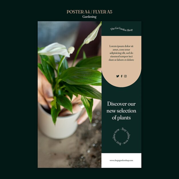 Vertical poster template for indoor plant growing