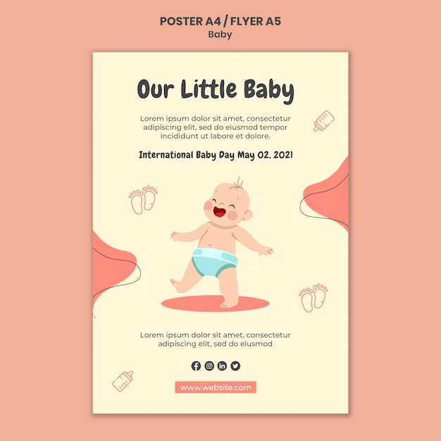 国際的な赤ちゃんの日の垂直ポスターテンプレート
