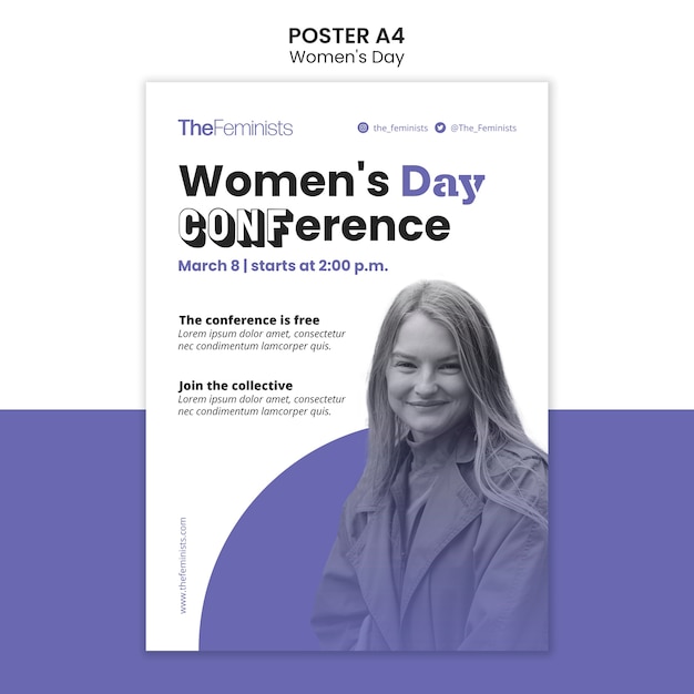 PSD gratuito modello di poster verticale per la giornata internazionale della donna