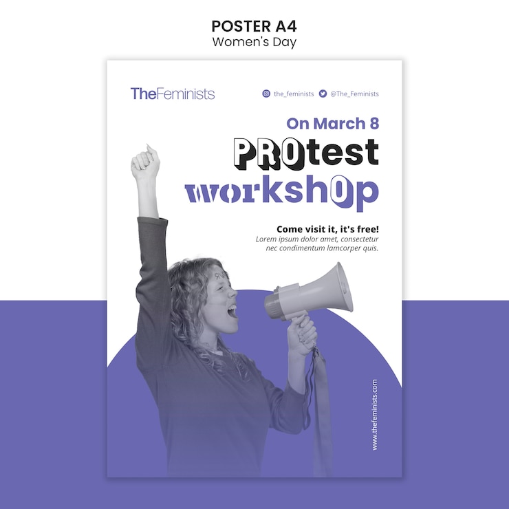 Free PSD vertical poster template for international women's day