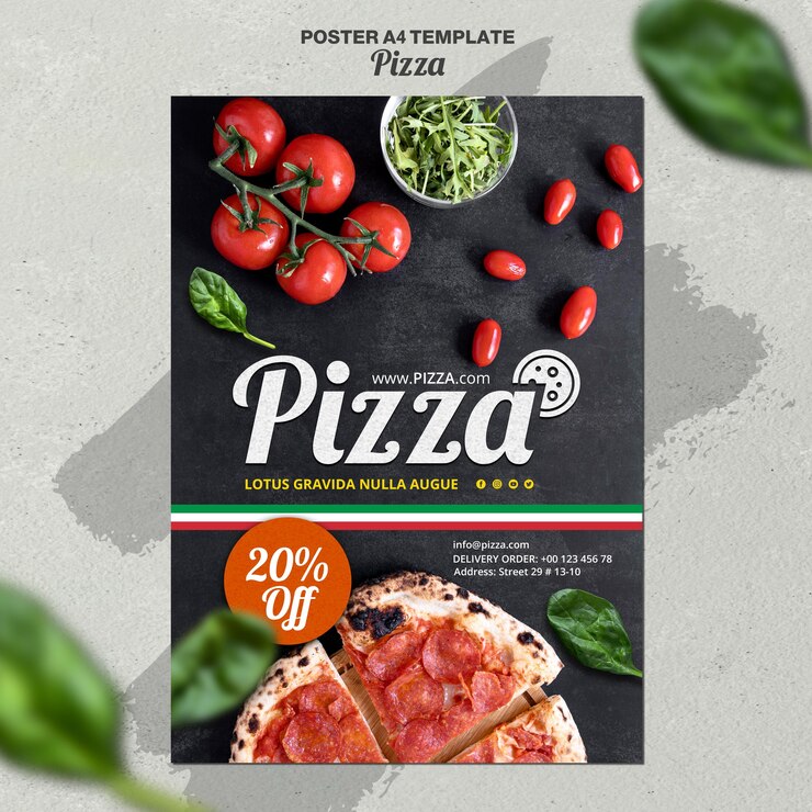 Free PSD vertical poster template for italian pizza restaurant