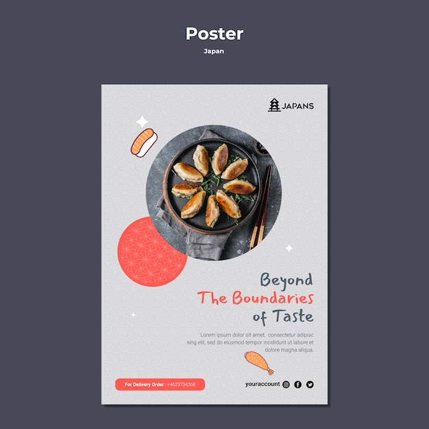 Vertical poster template for japanese cuisine restaurant