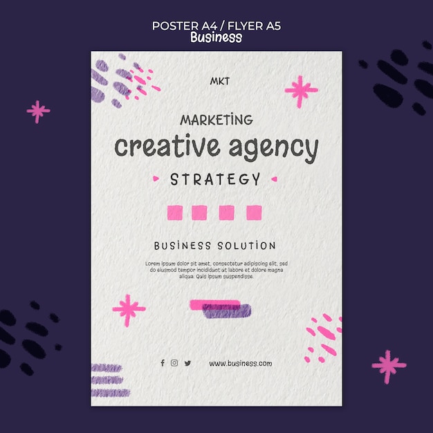 Free PSD vertical poster template for marketing agency