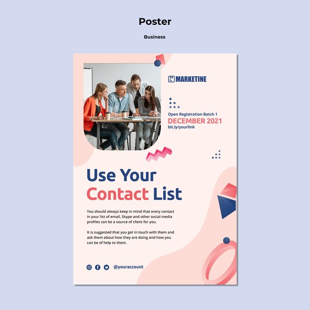 Vertical poster template for marketing business with geometric shapes