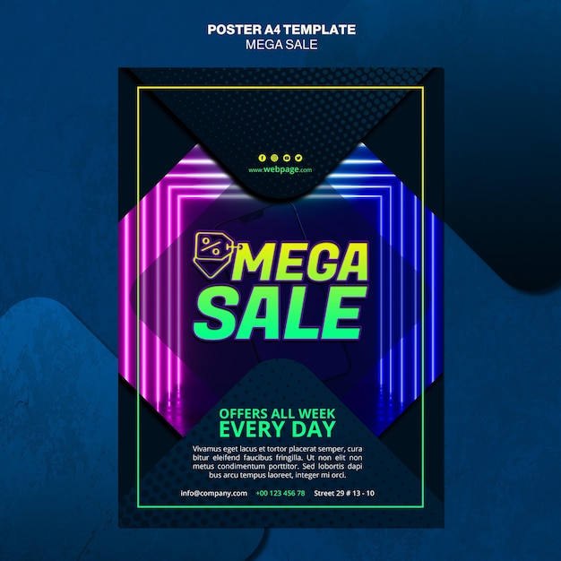 Free PSD vertical poster template for mega sale