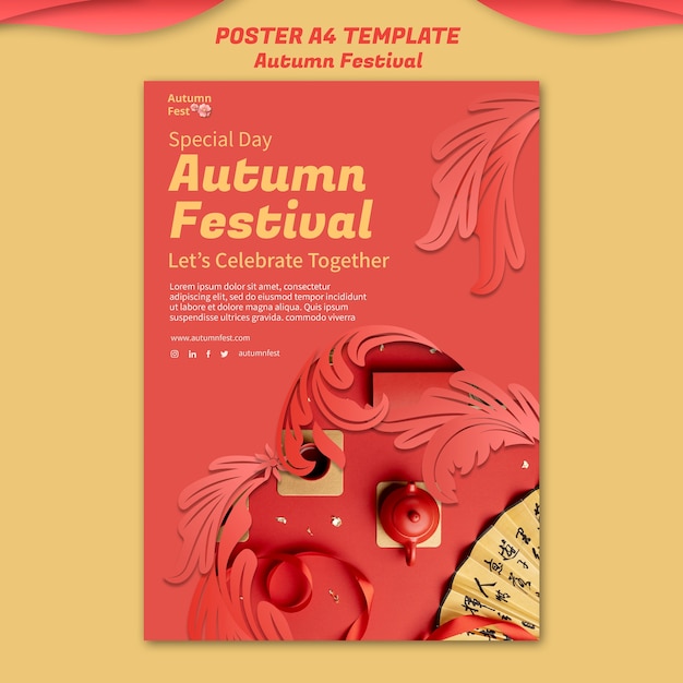 PSD gratuito modello di poster verticale per la celebrazione del festival di metà autunno