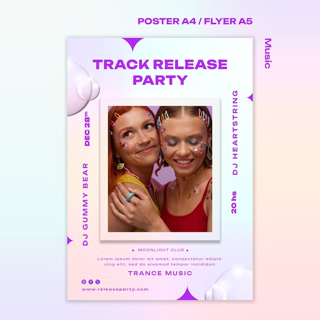 Free PSD vertical poster template for music track release party