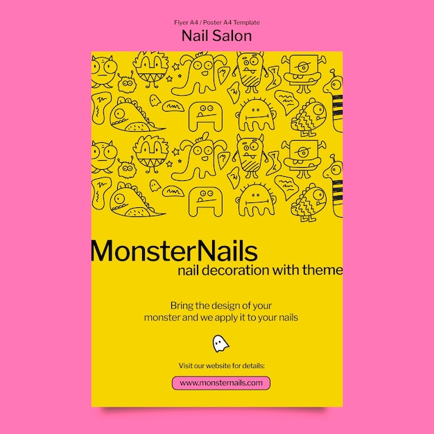 Free PSD vertical poster template for nail salon business