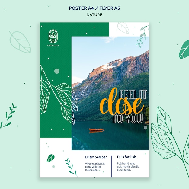 PSD gratuito modello di poster verticale per la natura con paesaggio di vita selvaggia