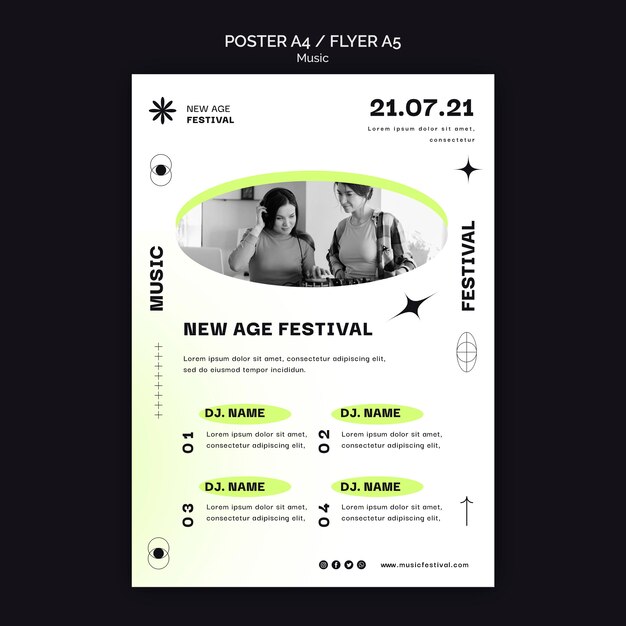 Vertical poster template for new age music festival