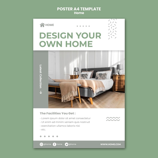 vertical poster template for new home interior design