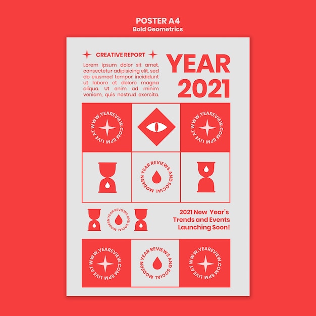 Free PSD vertical poster template for new year review and trends