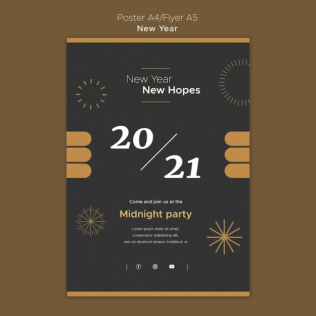 Free PSD vertical poster template for new year's midnight party