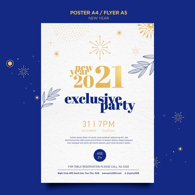 Vertical poster template for new years party celebration