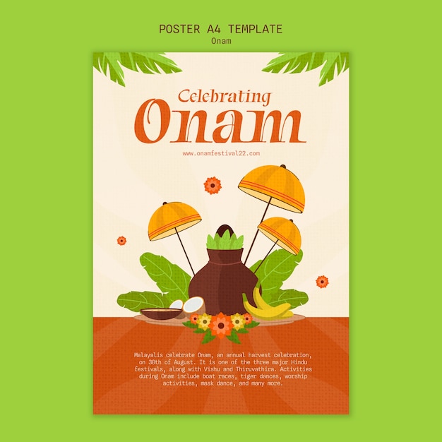 PSD gratuito modello di poster verticale per la celebrazione di onam