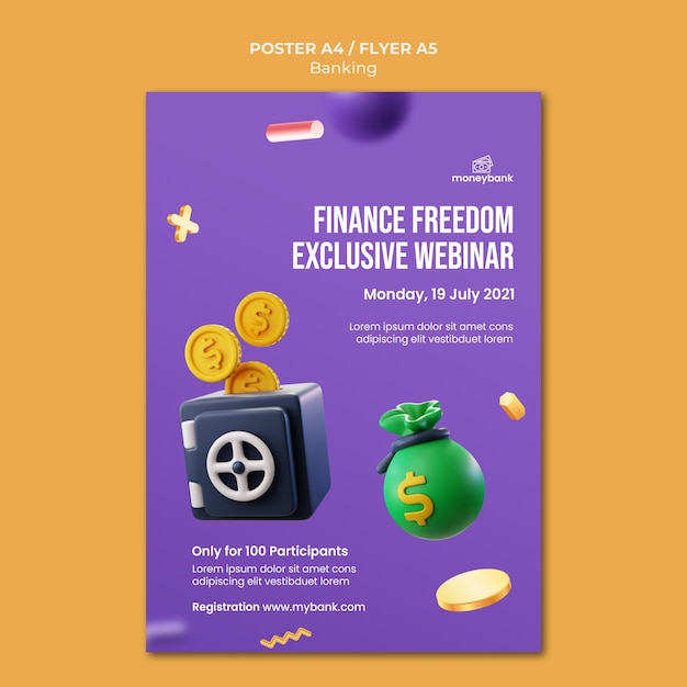 Vertical poster template for online banking and finance