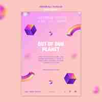 Free PSD vertical poster template of out of our planet music concert