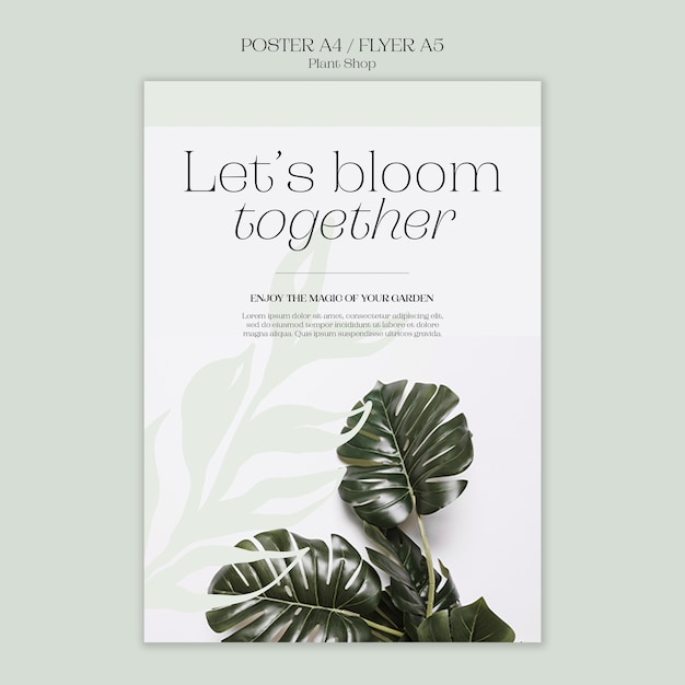 Free PSD vertical poster template for plant store business