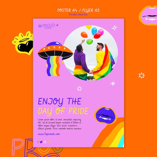 Vertical poster template for pride month celebration