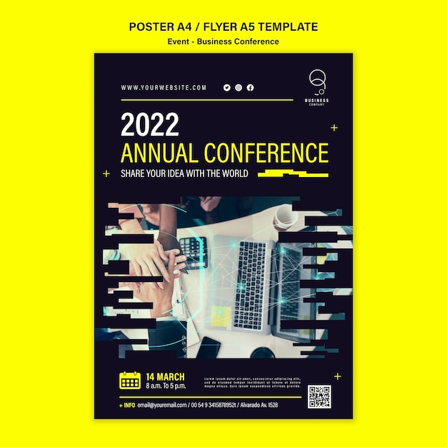 Free PSD vertical poster template for professional business event