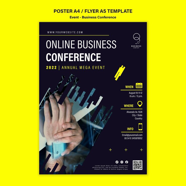 Free PSD vertical poster template for professional business event