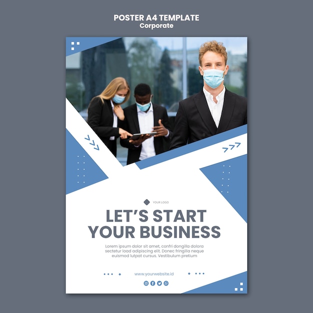 Free PSD vertical poster template for professional business