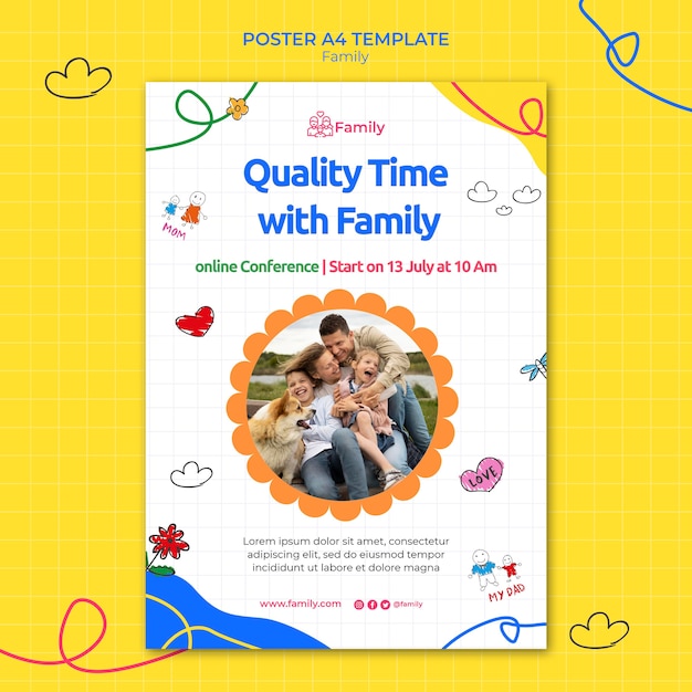 Free PSD vertical poster template for quality family time