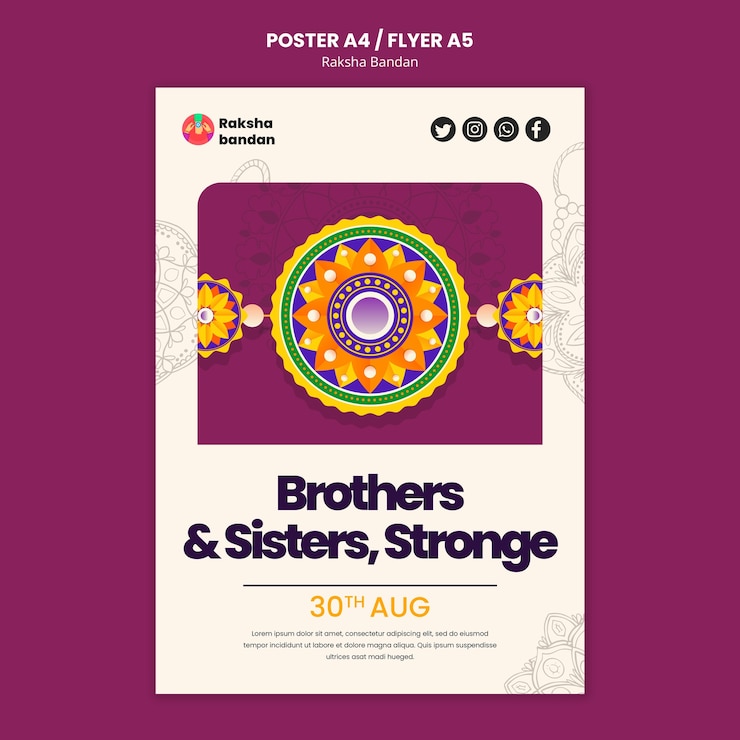 मुफ़्त PSD vertical poster template for raksha bandhan celebration
