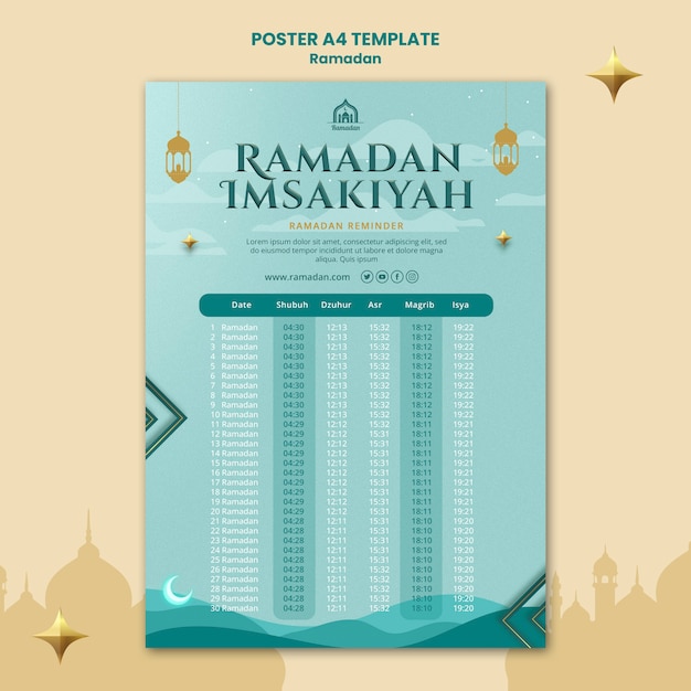 PSD gratuito modello di poster verticale per la celebrazione del ramadan