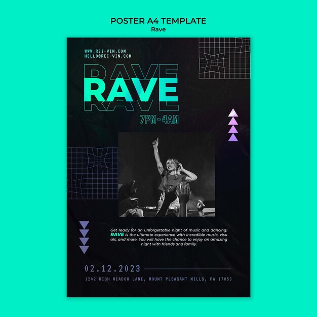 vertical poster template for rave party
