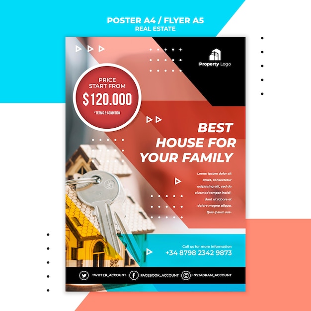 Vertical poster template for real estate company