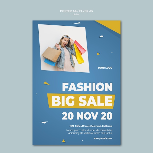 Free PSD vertical poster template for retail sale