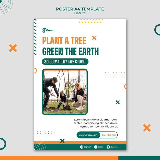 Vertical poster template for saving nature