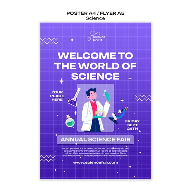 Vertical poster template for science and experiments
