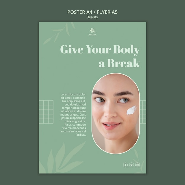 Vertical poster template for skincare and beauty