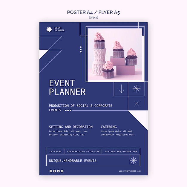 Free PSD vertical poster template for social and corporate event planning