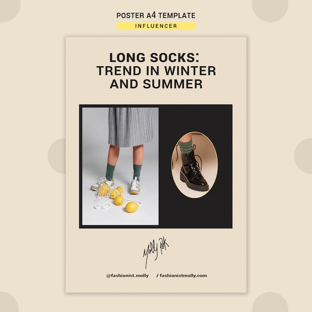 Free PSD vertical poster template for social media fashion influencer