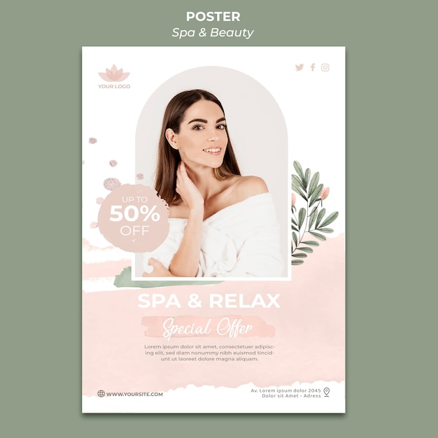 Free Vertical Spa and Relaxation Poster Template PSD – Download Now