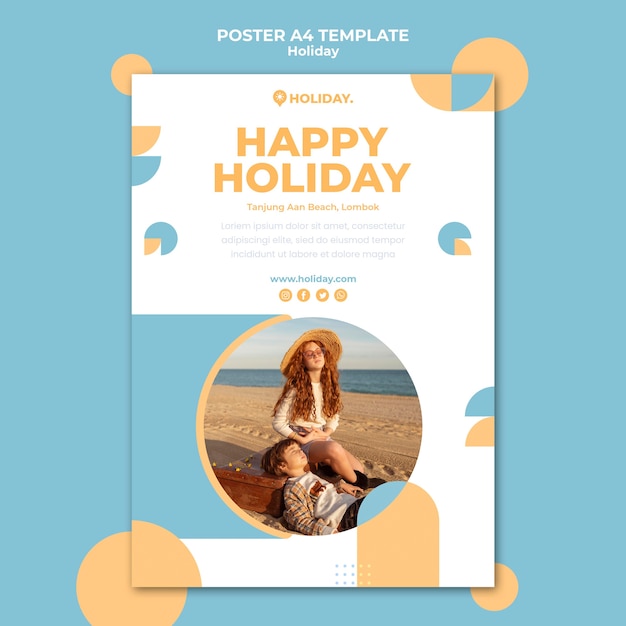 Free PSD vertical poster template for summer holiday