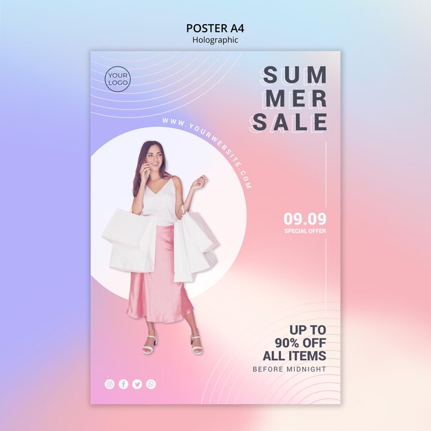 Vertical poster template for summer sale