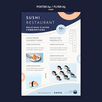 Vertical poster template for sushi restaurant