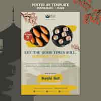 Free PSD vertical poster template for sushi restaurant