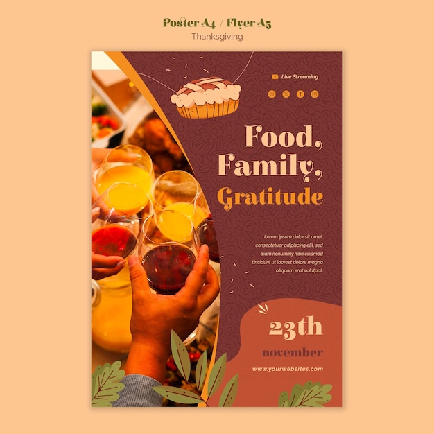 Free PSD vertical poster template for thanksgiving celebration