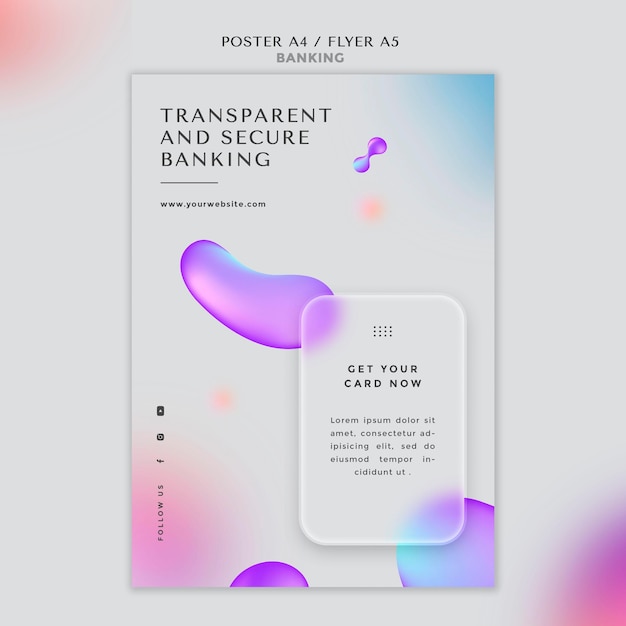 Vertical poster template for transparent and safe banking
