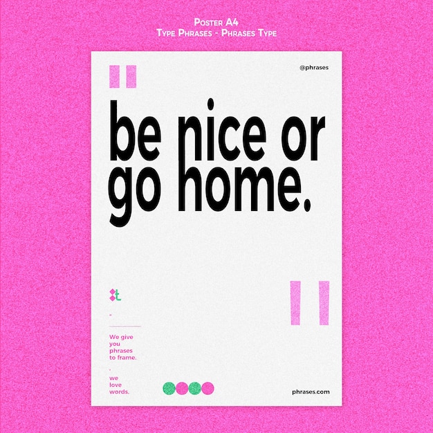 Free PSD vertical poster template for type phrases