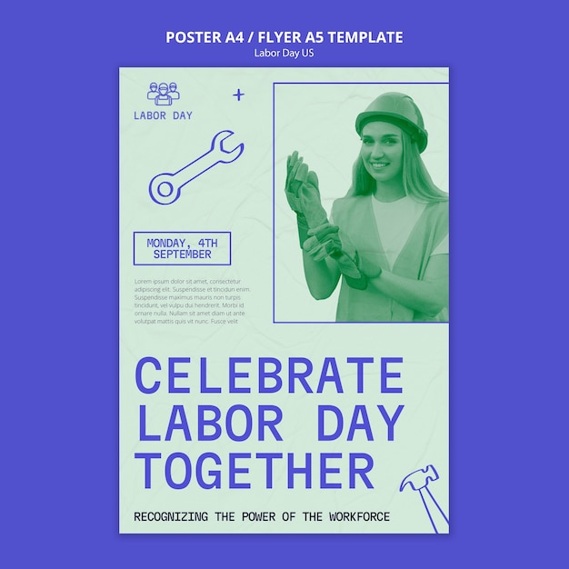 Vertical poster template for us labor day celebration